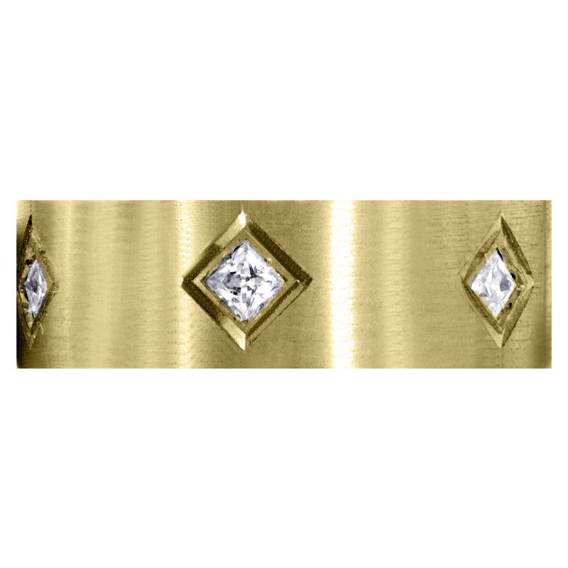 Yellow Gold Diamond Mens Wedding Band | 0.6 Carats | Satin Finish (Titus)