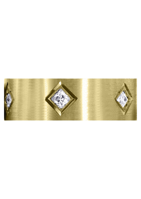 Yellow Gold Diamond Mens Wedding Band | 0.6 Carats | Satin Finish (Titus)