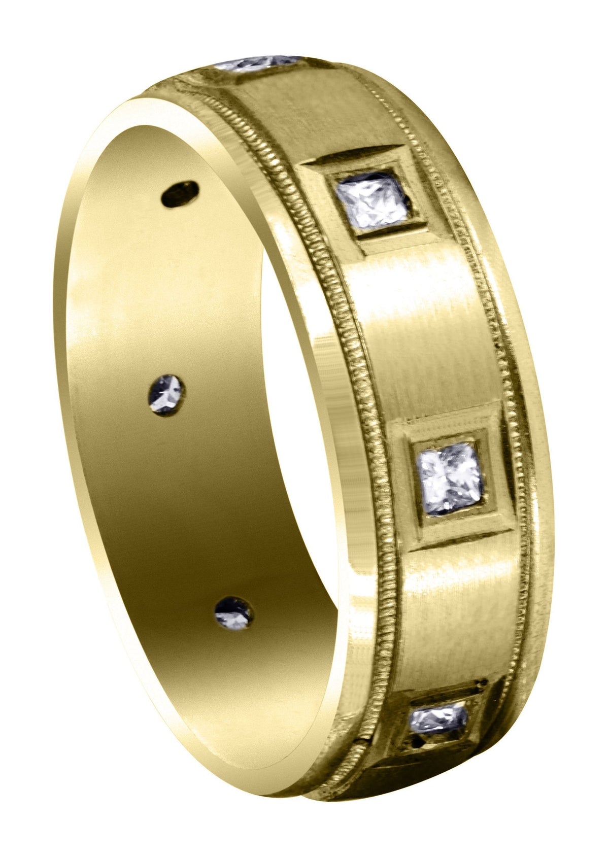 Yellow Gold Diamond Mens Wedding Band | 0.4 Carats | Satin Finish (Cesar)