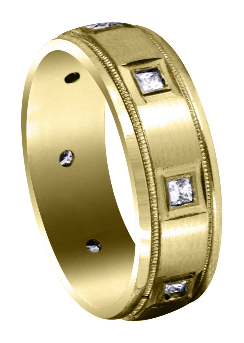 Yellow Gold Diamond Mens Wedding Band | 0.4 Carats | Satin Finish (Cesar)