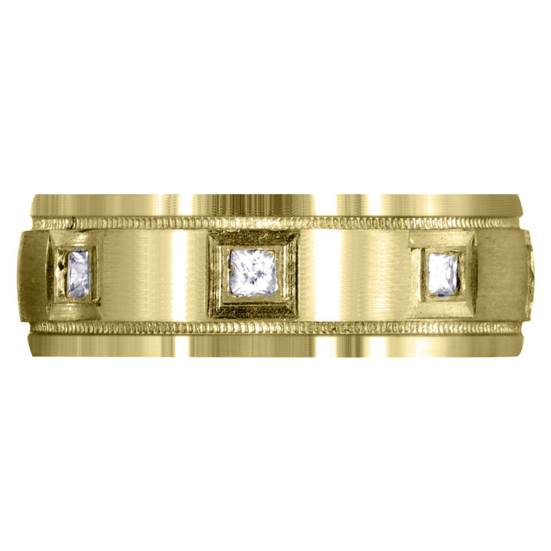 Yellow Gold Diamond Mens Wedding Band | 0.4 Carats | Satin Finish (Cesar)