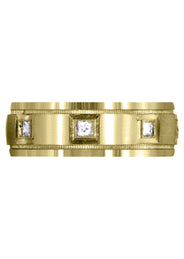Yellow Gold Diamond Mens Wedding Band | 0.4 Carats | Satin Finish (Cesar)