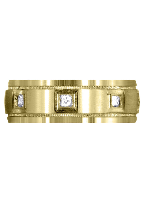Yellow Gold Diamond Mens Wedding Band | 0.4 Carats | Satin Finish (Cesar)