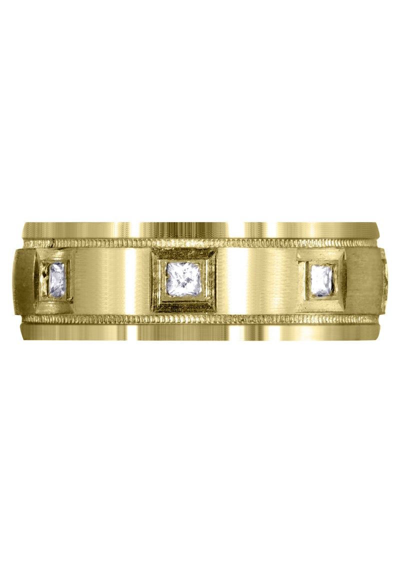 Yellow Gold Diamond Mens Wedding Band | 0.4 Carats | Satin Finish (Cesar)
