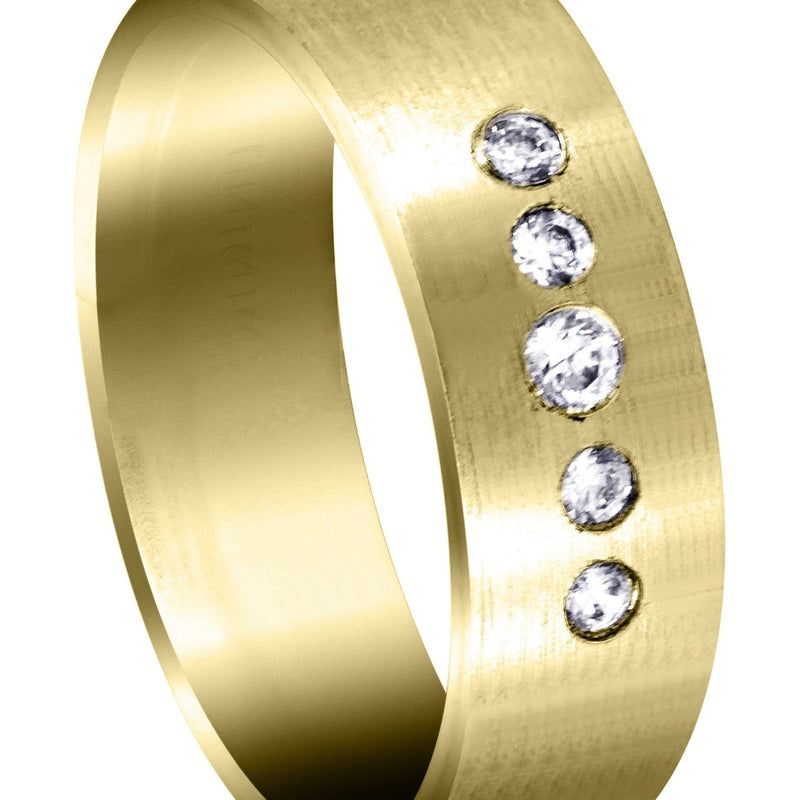 Yellow Gold Diamond Mens Engagement Ring | 0.07 Carats | Satin Finish (Andre)