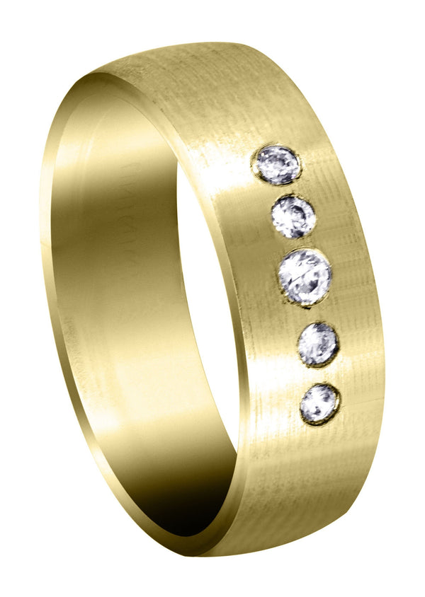 Yellow Gold Diamond Mens Engagement Ring | 0.07 Carats | Satin Finish (Andre)