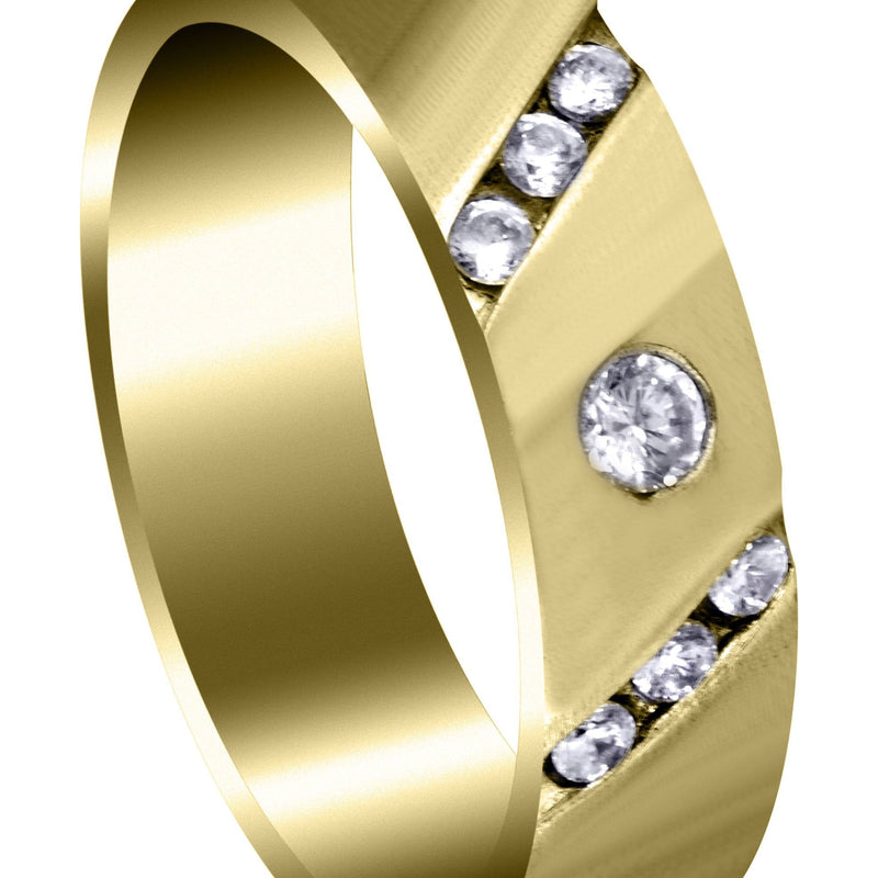 Yellow Gold Diamond Mens Wedding Band | 0.28 Carats | Satin Finish (Seth)