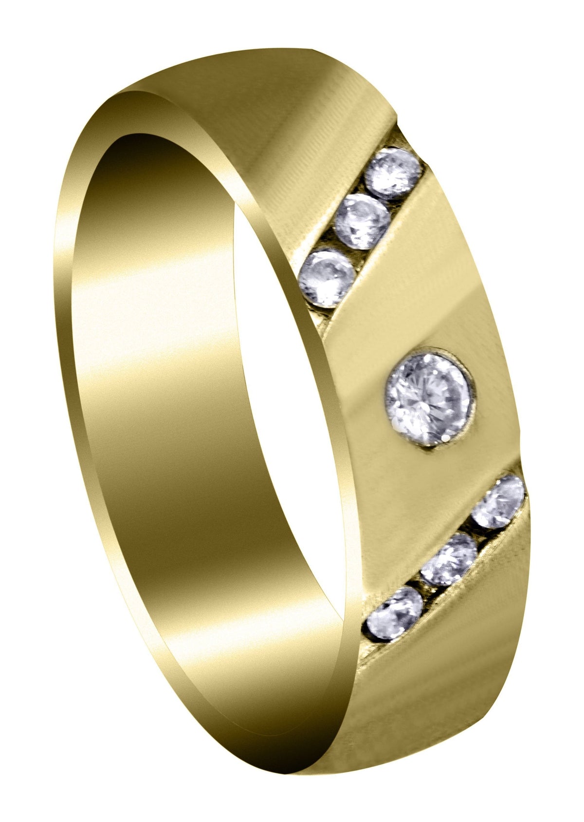 Yellow Gold Diamond Mens Wedding Band | 0.28 Carats | Satin Finish (Seth)