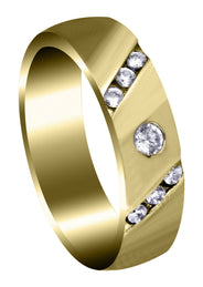 Yellow Gold Diamond Mens Wedding Band | 0.28 Carats | Satin Finish (Seth)