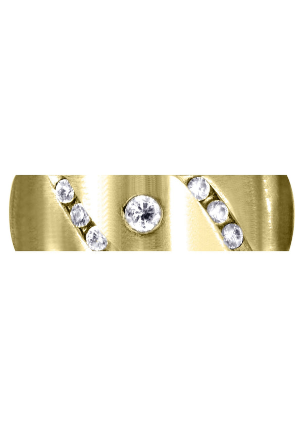 Yellow Gold Diamond Mens Wedding Band | 0.28 Carats | Satin Finish (Seth)