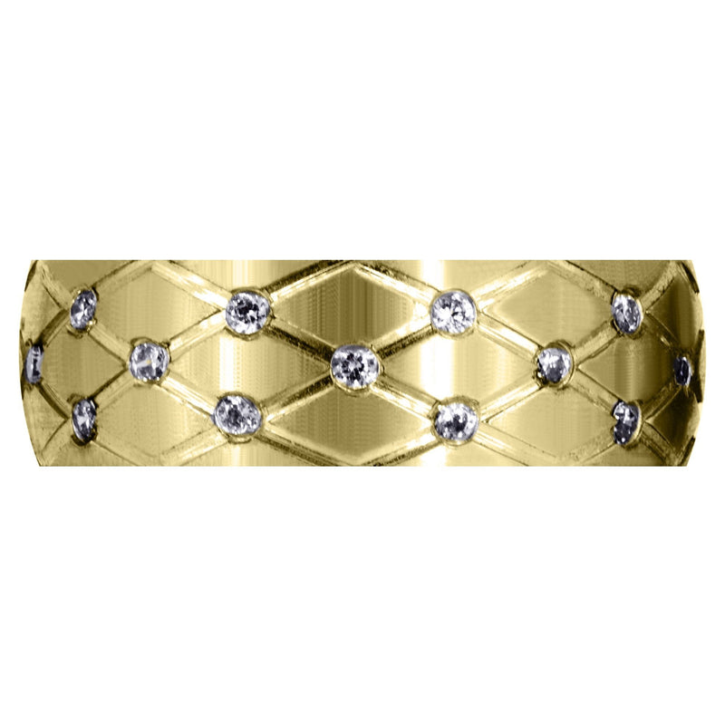 Yellow Gold Diamond Mens Wedding Band | 0.45 Carats | Satin Finish (Reid)