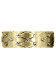 Yellow Gold Diamond Mens Wedding Band | 0.45 Carats | Satin Finish (Reid)