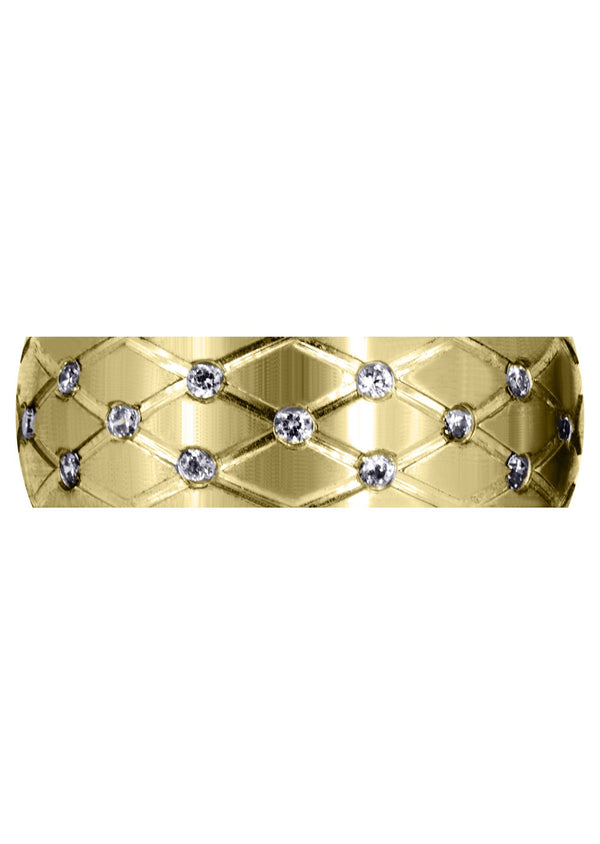 Yellow Gold Diamond Mens Wedding Band | 0.45 Carats | Satin Finish (Reid)