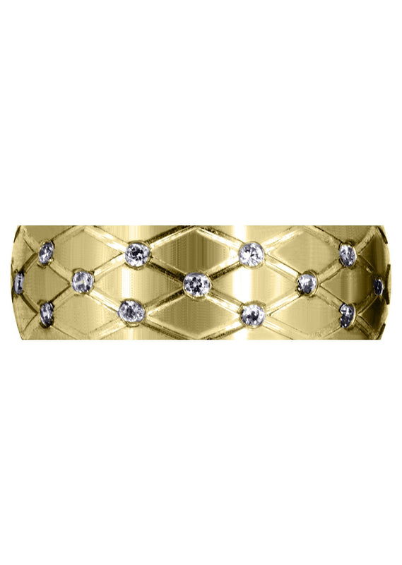 Yellow Gold Diamond Mens Wedding Band | 0.45 Carats | Satin Finish (Reid)