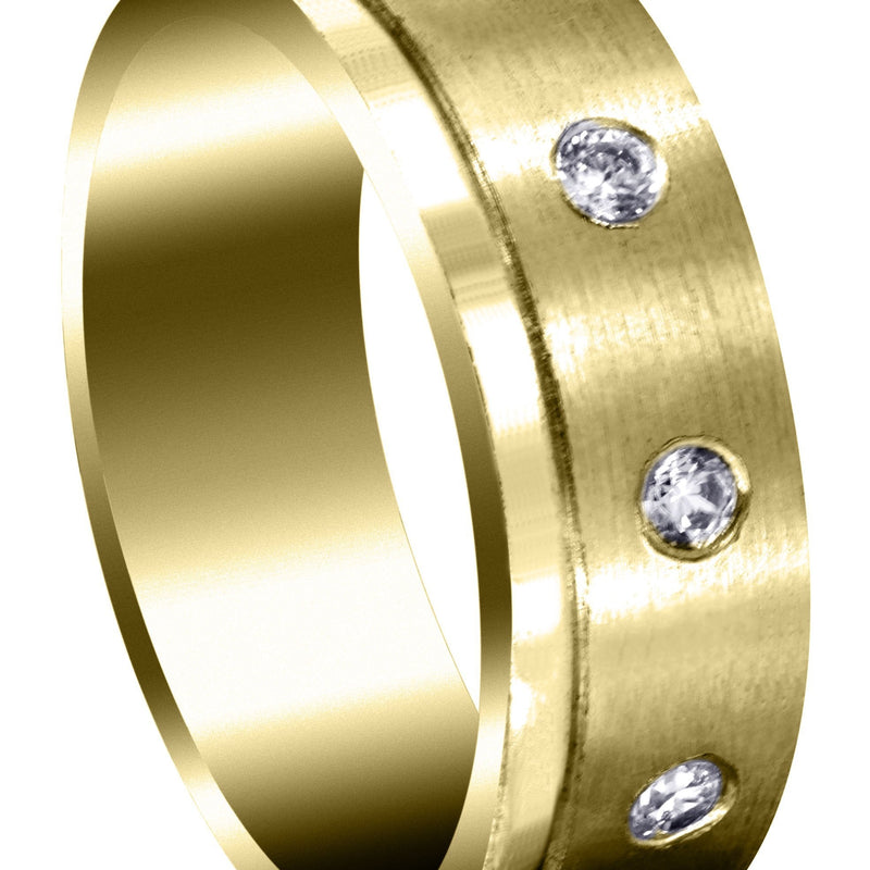 Yellow Gold Diamond Mens Wedding Band | 0.5 Carats | Satin Finish (Martin)