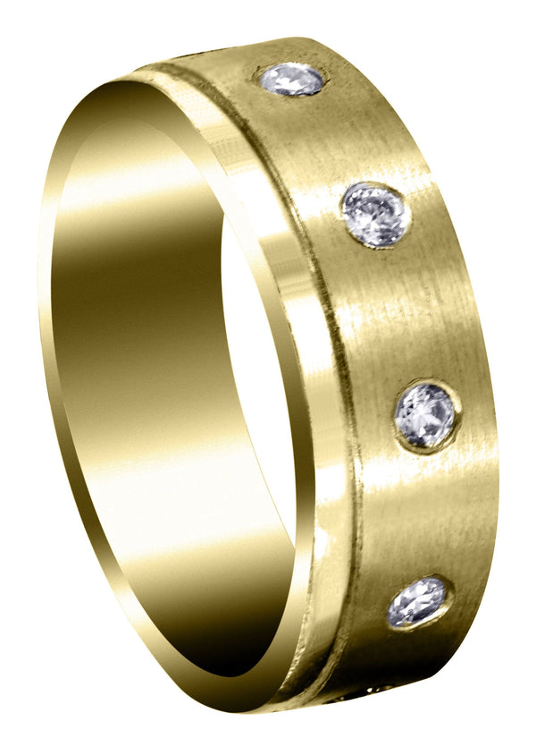 Yellow Gold Diamond Mens Wedding Band | 0.5 Carats | Satin Finish (Martin)
