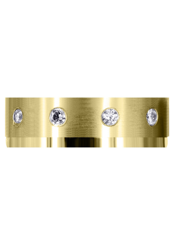 Yellow Gold Diamond Mens Wedding Band | 0.5 Carats | Satin Finish (Martin)