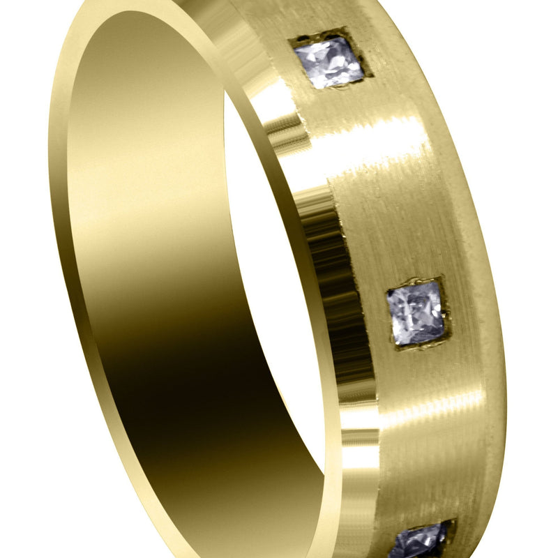 Yellow Gold Diamond Mens Wedding Band | 0.15 Carats | Satin Finish (Ricardo)