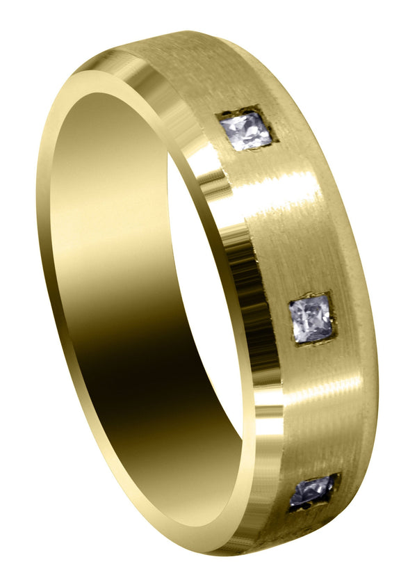 Yellow Gold Diamond Mens Wedding Band | 0.15 Carats | Satin Finish (Ricardo)