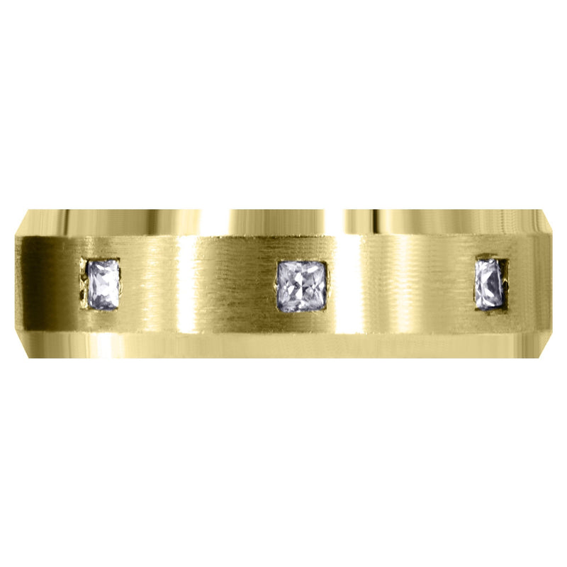 Yellow Gold Diamond Mens Wedding Band | 0.15 Carats | Satin Finish (Ricardo)