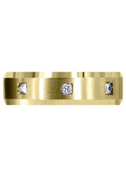 Yellow Gold Diamond Mens Wedding Band | 0.15 Carats | Satin Finish (Ricardo)