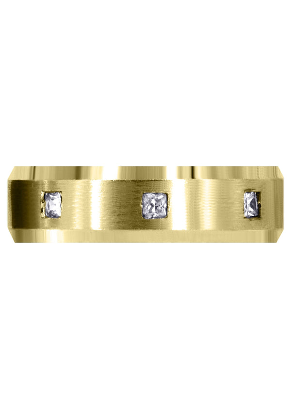 Yellow Gold Diamond Mens Wedding Band | 0.15 Carats | Satin Finish (Ricardo)