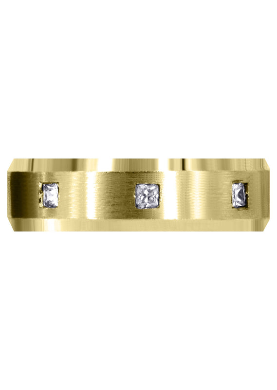 Yellow Gold Diamond Mens Wedding Band | 0.15 Carats | Satin Finish (Ricardo)