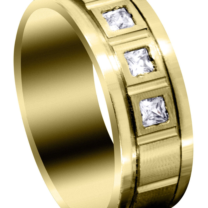 Yellow Gold Diamond Mens Engagement Ring | 0.6 Carats | Satin Finish (Emanuel)