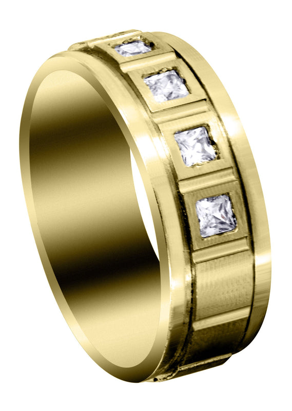 Yellow Gold Diamond Mens Engagement Ring | 0.6 Carats | Satin Finish (Emanuel)