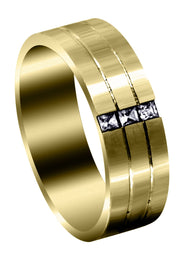 Yellow Gold Diamond Mens Wedding Band | 0.3 Carats | Satin Finish (Allen)