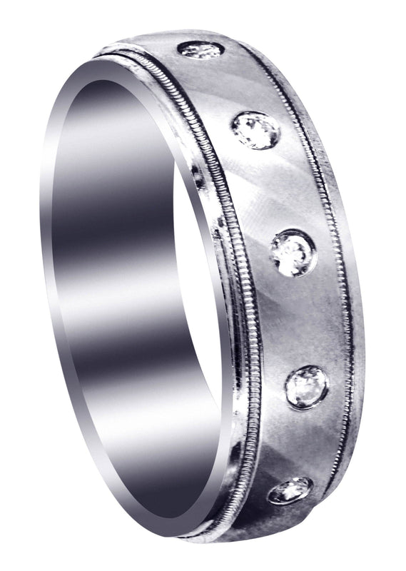 Diamond Mens Wedding Band | 0.36 Carats | Satin Finish (Desmond)