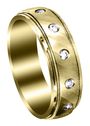 Yellow Gold Diamond Mens Wedding Band | 0.36 Carats | Satin Finish (Desmond)