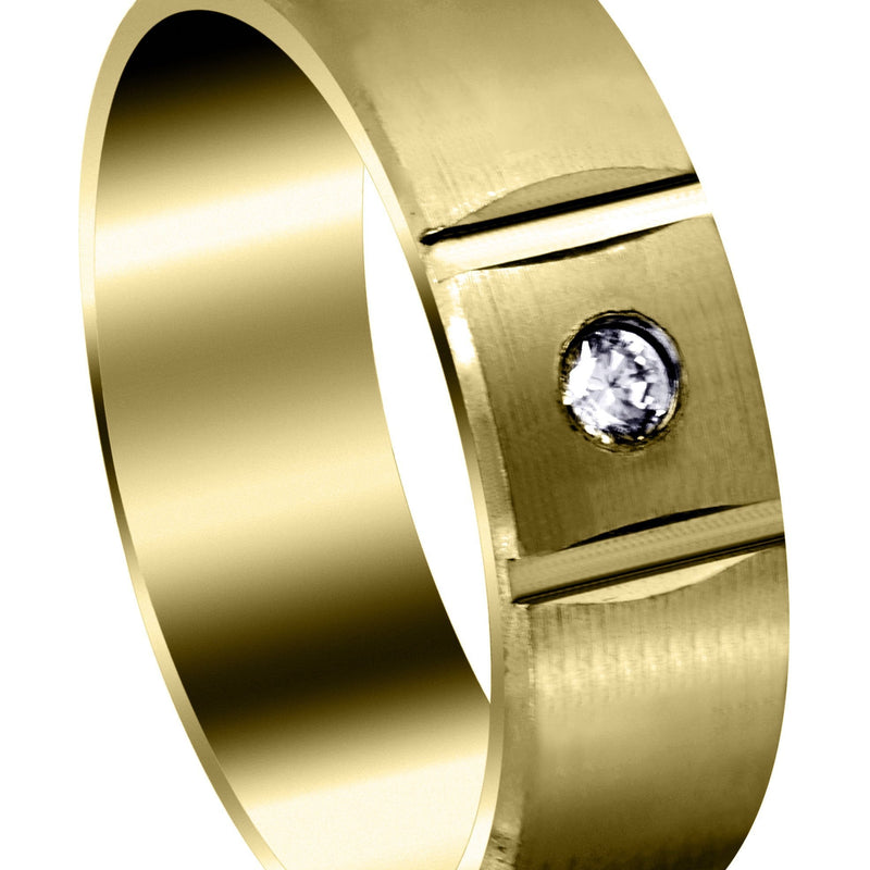 Yellow Gold Diamond Mens Wedding Band | 0.24 Carats | Satin Finish (Grady)