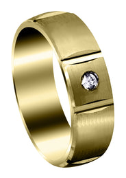 Yellow Gold Diamond Mens Wedding Band | 0.24 Carats | Satin Finish (Grady)