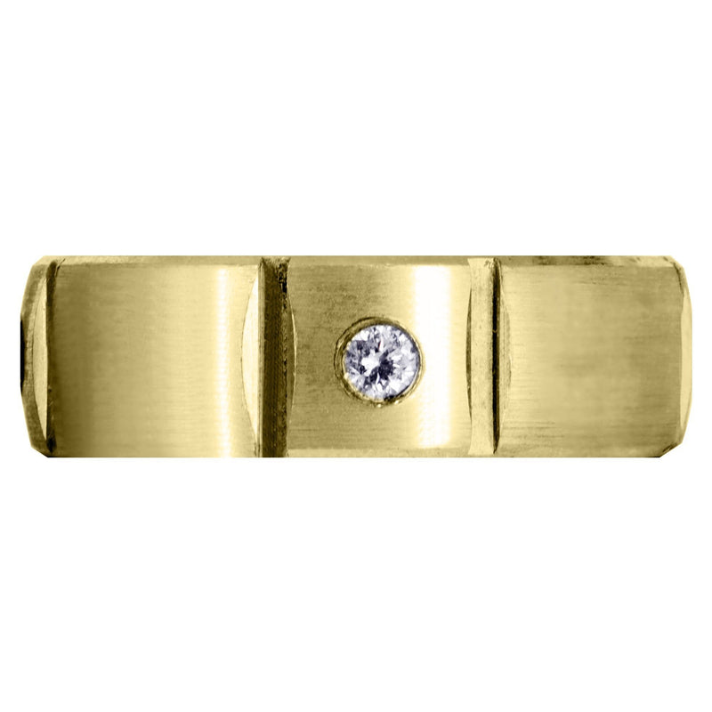 Yellow Gold Diamond Mens Wedding Band | 0.24 Carats | Satin Finish (Grady)