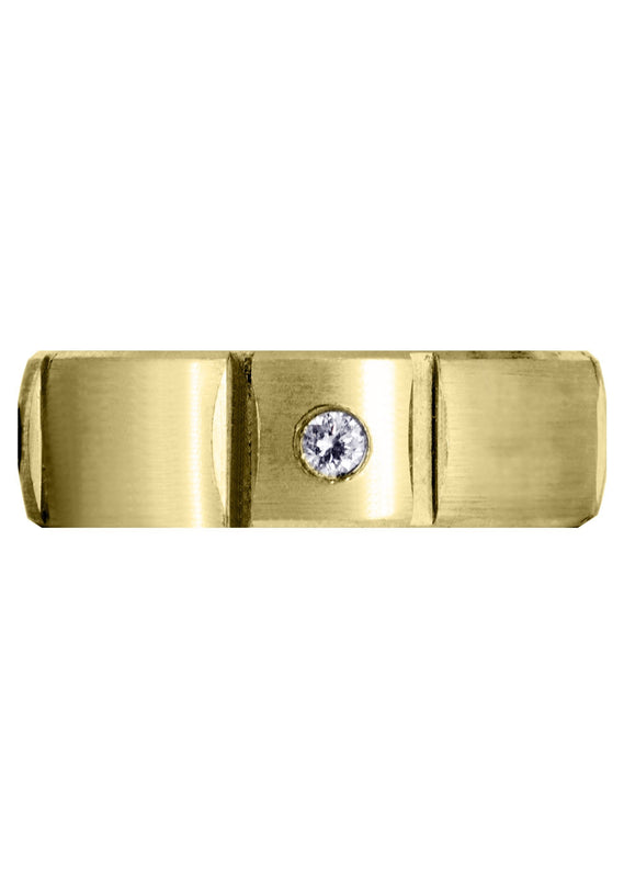 Yellow Gold Diamond Mens Wedding Band | 0.24 Carats | Satin Finish (Grady)