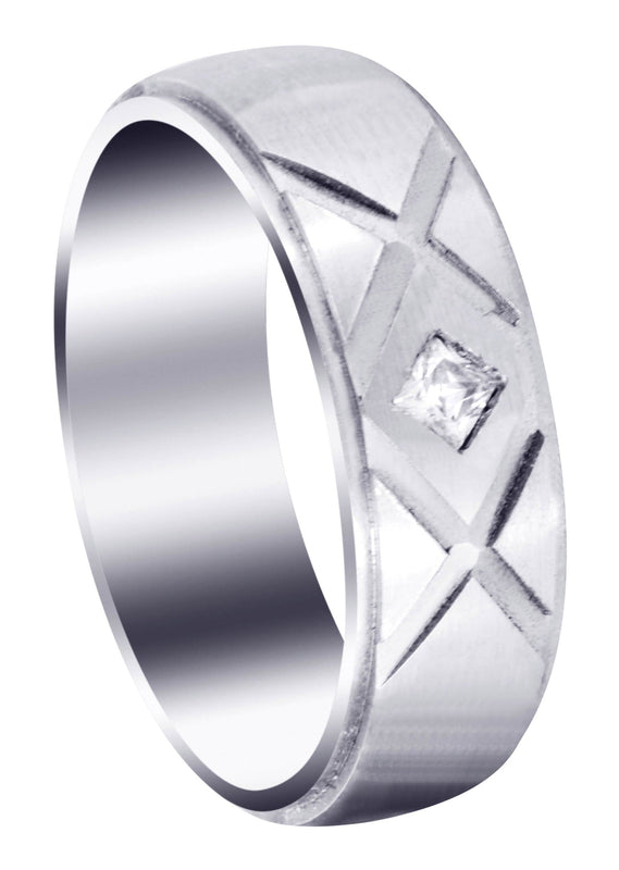 Diamond Mens Wedding Band | 0.10 Carats | Satin Finish (Frank)