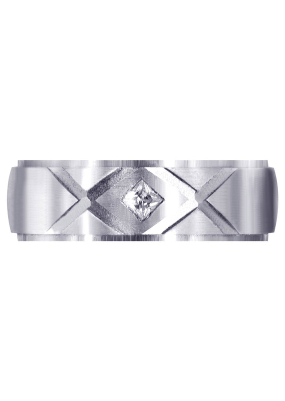Diamond Mens Wedding Band | 0.10 Carats | Satin Finish (Frank)