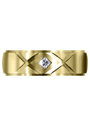 Yellow Gold Diamond Mens Wedding Band | 0.10 Carats | Satin Finish (Frank)