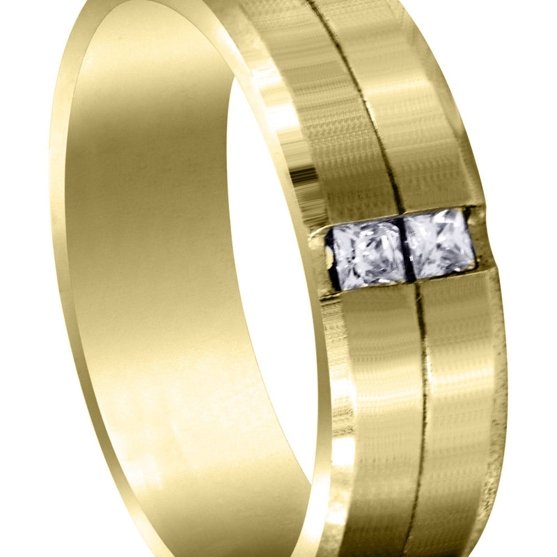 Yellow Gold Diamond Mens Wedding Band | 0.34 Carats | Satin Finish (Rhett)