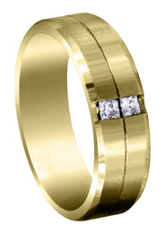 Yellow Gold Diamond Mens Wedding Band | 0.34 Carats | Satin Finish (Rhett)