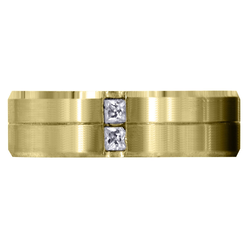 Yellow Gold Diamond Mens Wedding Band | 0.34 Carats | Satin Finish (Rhett)
