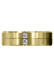 Yellow Gold Diamond Mens Wedding Band | 0.34 Carats | Satin Finish (Rhett)