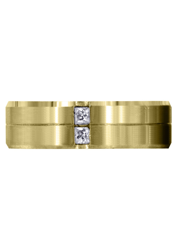 Yellow Gold Diamond Mens Wedding Band | 0.34 Carats | Satin Finish (Rhett)