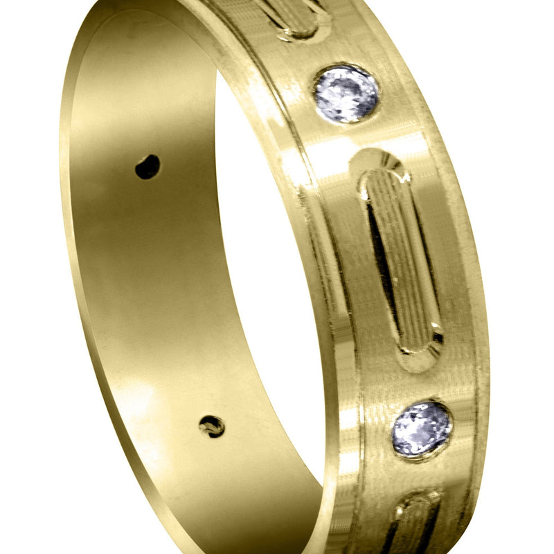 Yellow Gold Diamond Mens Wedding Band | 0.24 Carats | Satin Finish (Garrett)