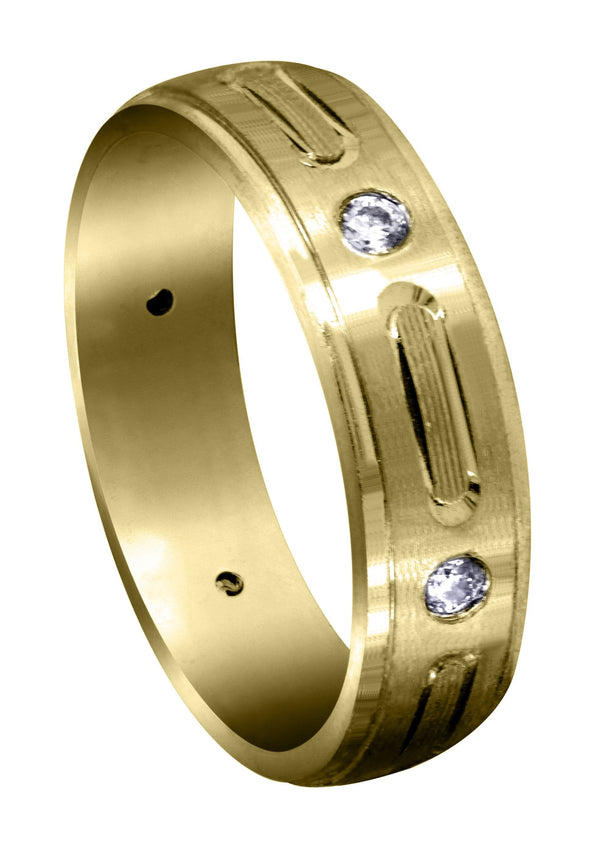 Yellow Gold Diamond Mens Wedding Band | 0.24 Carats | Satin Finish (Garrett)