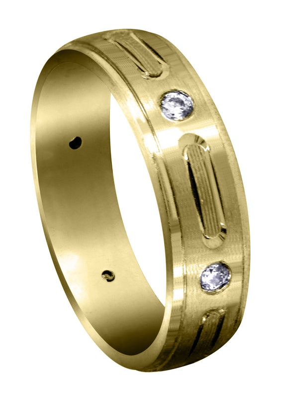 Yellow Gold Diamond Mens Wedding Band | 0.24 Carats | Satin Finish (Garrett)