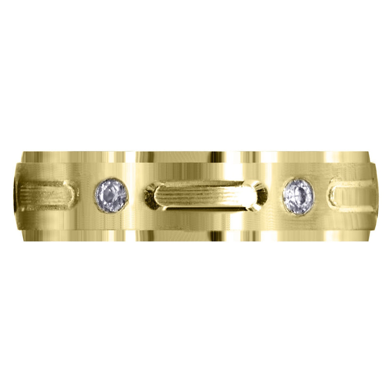 Yellow Gold Diamond Mens Wedding Band | 0.24 Carats | Satin Finish (Garrett)