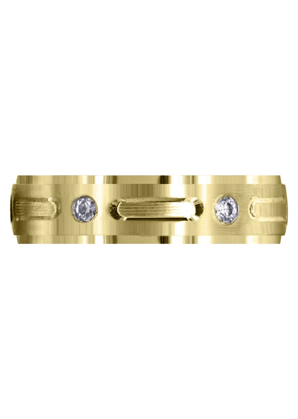 Yellow Gold Diamond Mens Wedding Band | 0.24 Carats | Satin Finish (Garrett)