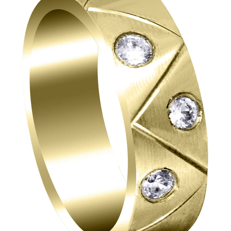 Yellow Gold Diamond Mens Wedding Band | 0.3 Carats | Satin Finish (Keegan)